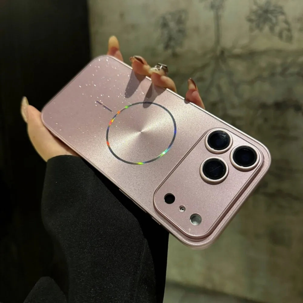 Magnetic Glitter Shockproof PC Hard Case for iPhone 11-17 Series