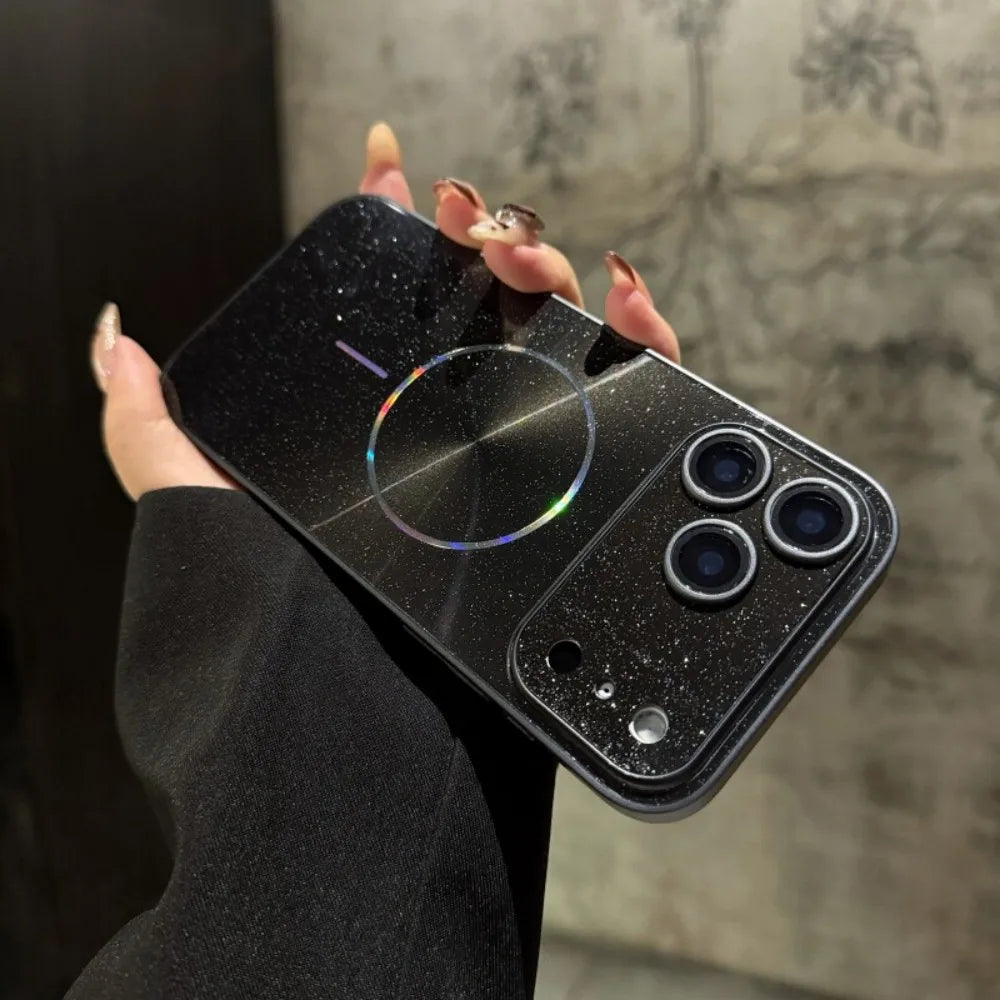Magnetic Glitter Shockproof PC Hard Case for iPhone 11-17 Series